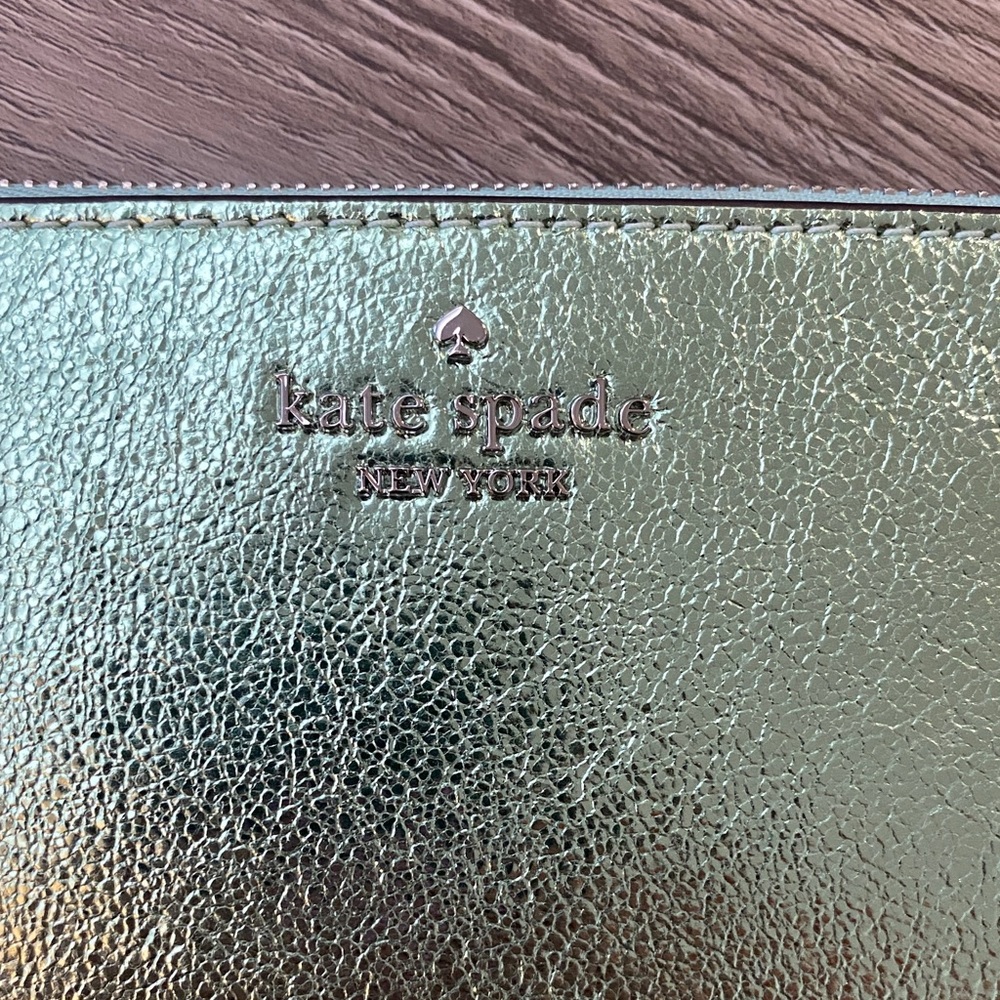 Kate Spade Metallic Leathe Seawater Wristlet - Picture 3 of 8